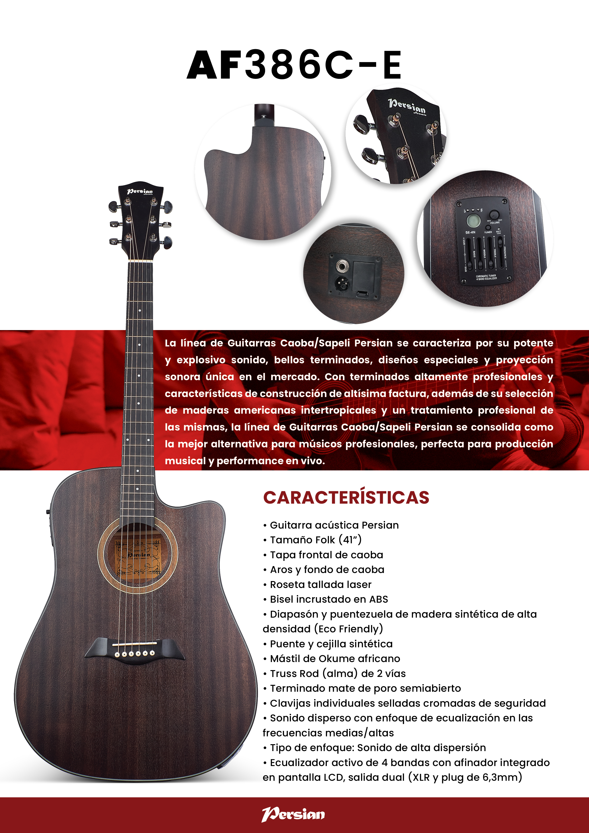 Guitarra acustica Persian AF386CE-41